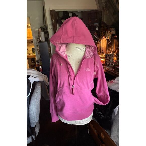 The North Face TKA micro fleece hooded quarter zip jacket sweatshirt - Picture 1 of 11